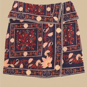 FARM Rio Navy and Red Floral Mini Skirt